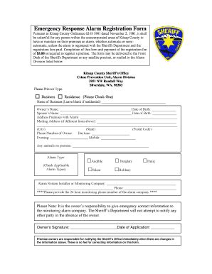 Fillable Online Alarm Registration Form Kitsap County Government Fax