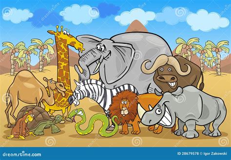 African Safari Wild Animals Cartoon Illustration | CartoonDealer.com ...