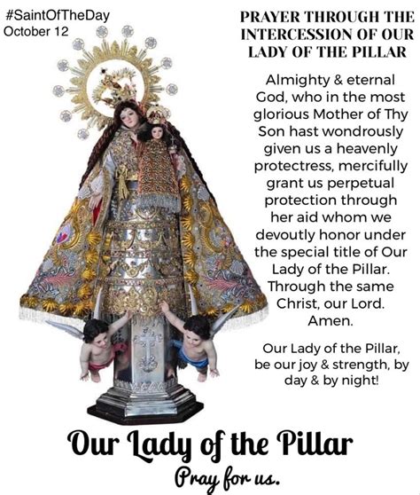 Prayer to Our Lady of the Pillar. October 12 | Feast of Our Lady of the ...