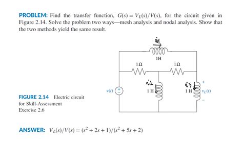 Solved PROBLEM Find The Transfer Function G S VL S V S Chegg