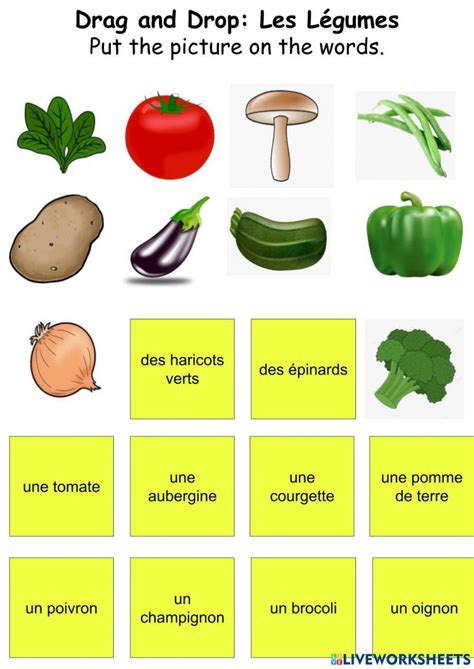les legumes dra  interactive worksheets