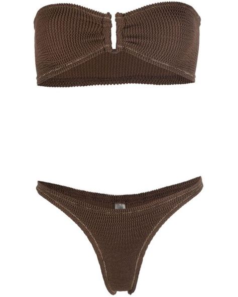 Reina Olga Synthetic Ausiliaset Bikini In Brown Lyst Canada