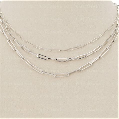 Solid K White Gold Paper Clip Chain Necklace To Etsy