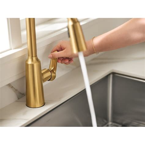 Moen Edwyn Brushed Gold Single Handle Pull-down Kitchen Faucet with ...