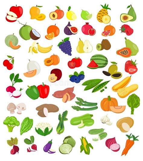 Set Of Fruit And Vegetables Illustrationfruit And Vegetable Icons