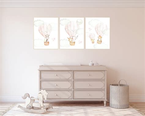 Hot Air Balloon Nursery Blush Pink Nursery Wall Art Girl Nursery