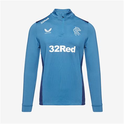 Castore Rangers 23 24 Players Training 1 4 Zip Midlayer Deep Water