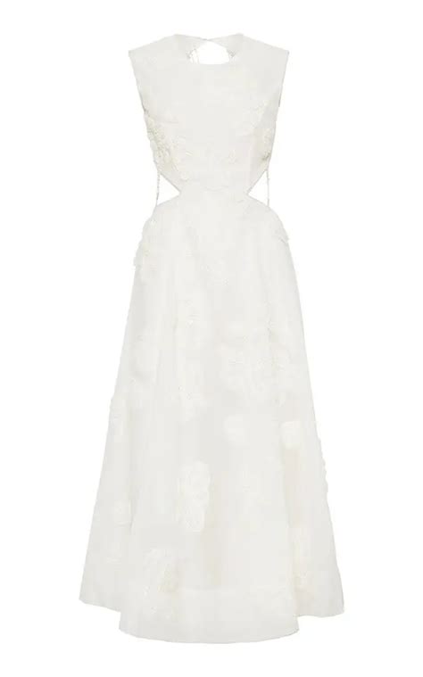 Buy Aje Vera Beaded Linen Blend Midi Dress Au 6 White At 49 Off