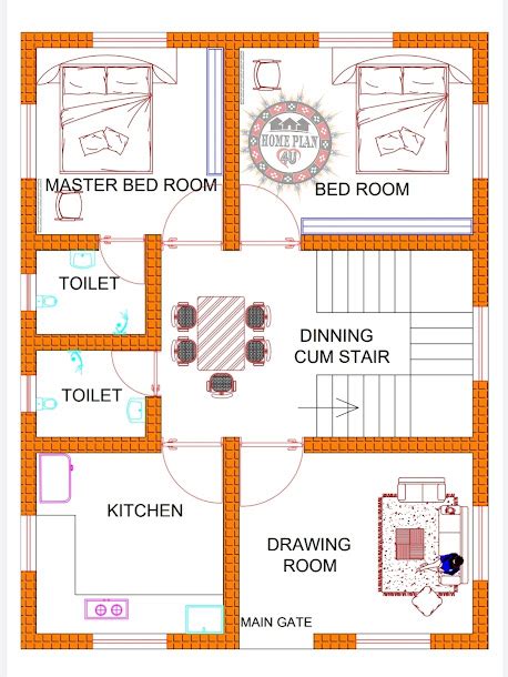 25 X 33 825 Square Feet 2bhk House Plan No 089