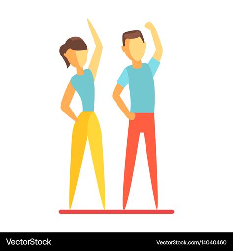 Man and woman doing fitness exercise colorful Vector Image