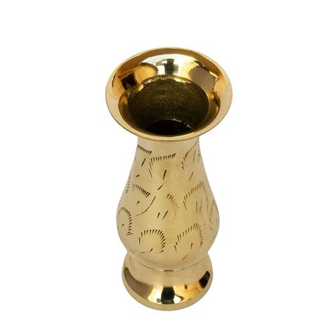 Bhimonee Decor Handicraft Brass Hand Carved Bidri Work Flower Vase