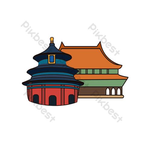 Cartoon Beijing Building Illustration PNG Images | PSD Free Download ...