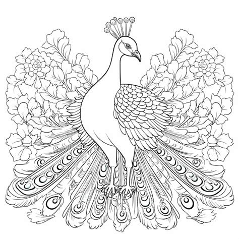 Premium Vector Peacock Cartoon Bird For Coloring Page Black And White Coloring Book Or Page