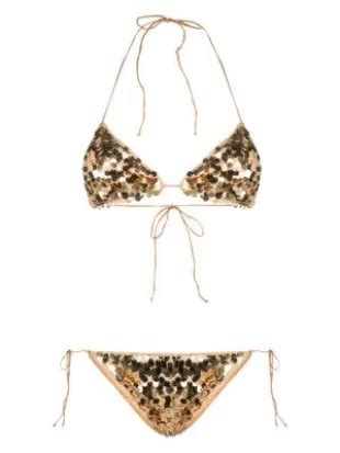 Oseree Sequin Embellished Triangle Bikini Set