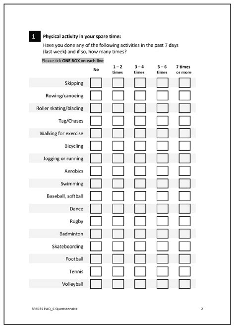 Appendix A Questionnaire Scottish Childrens Physical Activity