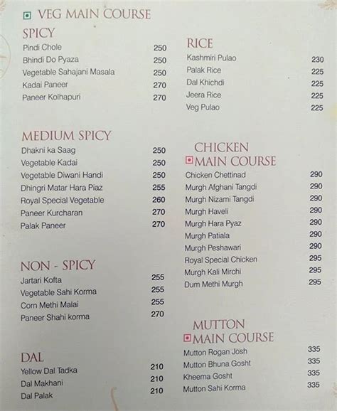 Menu Of Royal Andhra Spice Hrbr Layout Bangalore November 2023