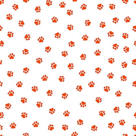 Premium Vector White Seamless Pattern With Dark Orange Paws