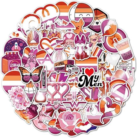 Amazon 60pcs Lesbian Pride Stickers For Laptop LGBT Girls Love Waterproof Vinyl Decals For