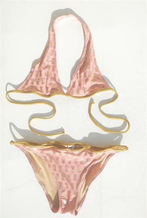 Golden Peachy Pineapple Halter Bikini Top Etsy