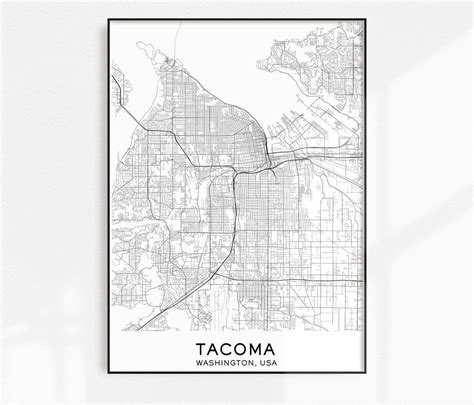 Tacoma Map Print City Map Prints Tacoma Map City Maps | Etsy