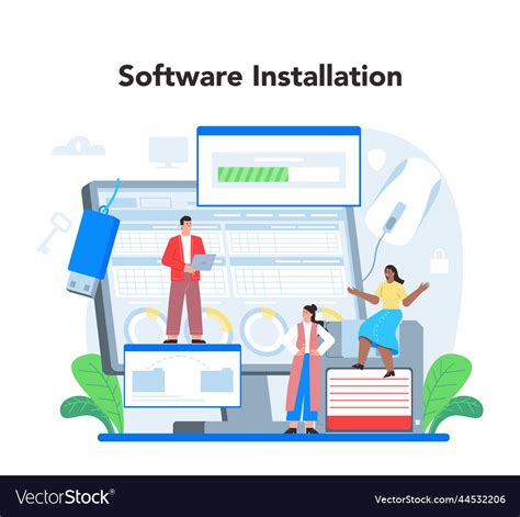 System Administrator Technical Work With Server Vector Image