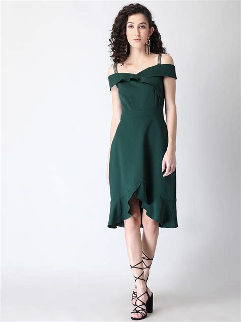 Buy Faballey Green Off Shoulder Dress Dresses For Women Myntra