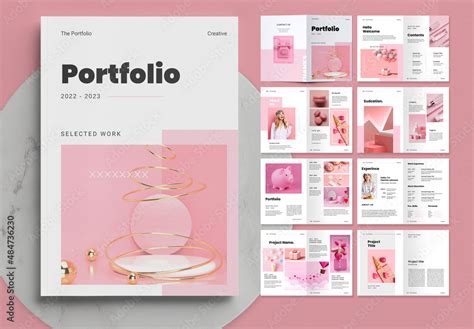 Pink Portfolio Layout Stock Template Adobe Stock