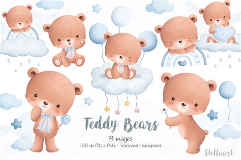 Cute Teddy Bears Clipart Gr Fico Por Stellaart Creative Fabrica