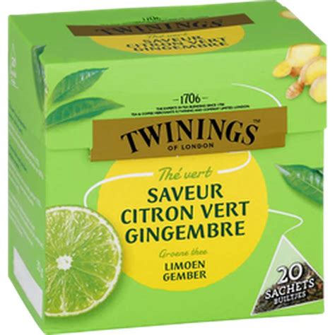 Thé citron vert gingembre Twinings x 20 sachets 320 g Frichti