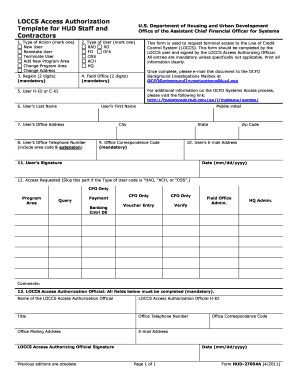 Fillable Online Portal Hud Loccs Access Authorization Template For Hud