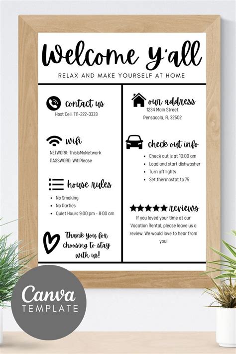 Airbnb Welcome Y All Sign Vacation Rental Printable Welcome Sign