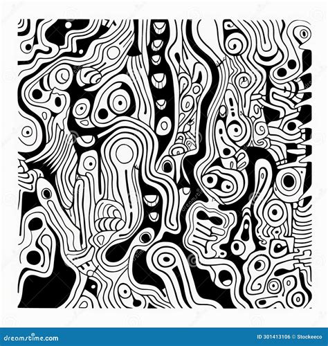 Abstract Squiggly Line Drawing with Algorithmic Artistry Stock ...