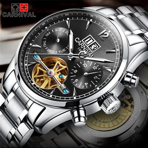 Carnival Luxury Brand Tourbillon Mechanical Watches Top Quality Full