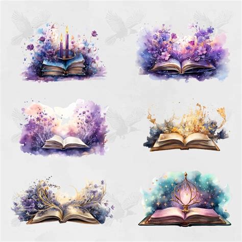 25 PNG Watercolour Fantasy Book Clipart Etsy