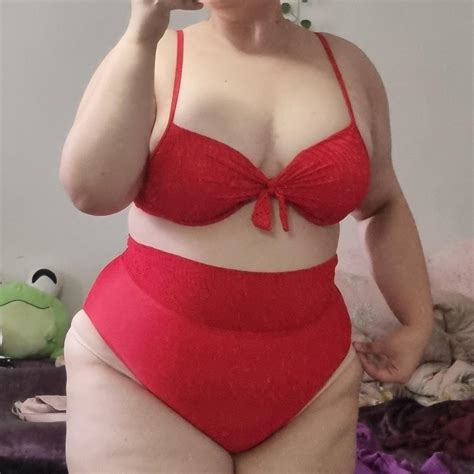 Really Cute Red Bikini Set With Tie Front Top Depop
