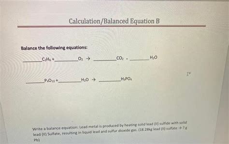 Solved Calculation Balanced Equation B Balance The Following