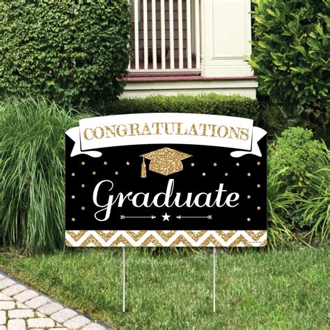 Big Dot Of Happiness Gold Graduation Party Yard Sign Lawn Decorations