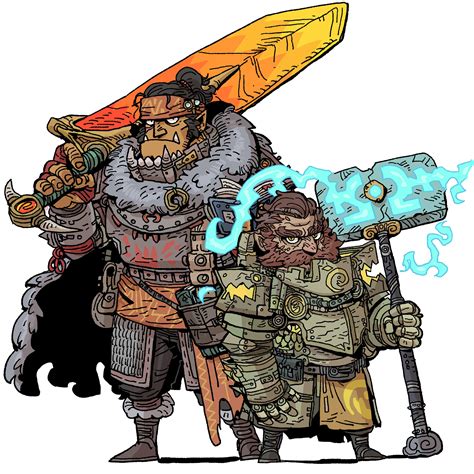 [OC] [ART] Half Orc Warrior and Halfling Paladin : r/DnD