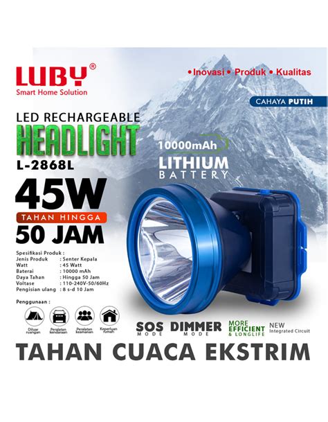 Headlamp Atau Senter Kepala Luby Tipe L Cahaya Putih Luby