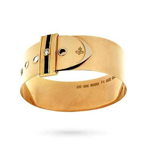 Bracciale Rigido Torrini Oro Giallo Fibbia Zaffiri 0 96ct Diamante 0