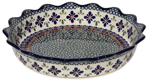 Polish Pottery Quiche Scalloped Pie Dish