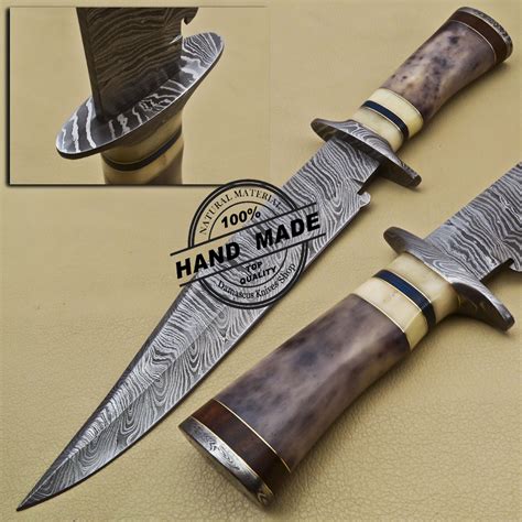 Damascus Bowie Knife Custom Handmade Damascus Steel Hunting Knife