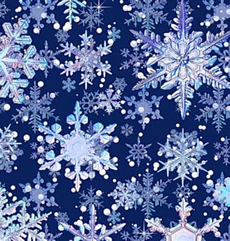 Fancy Snowflakes Blue Fabric By The Yard Cotton Jersey Etsy