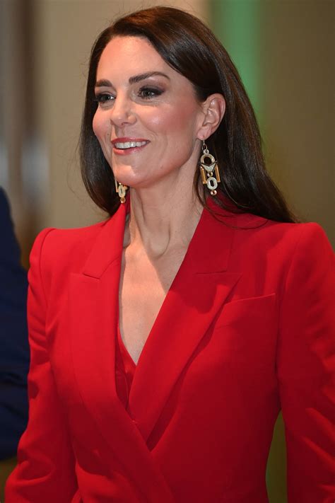 Kate Middleton Wears Bold Red Pantsuit With Plunging Neckline | Glamour