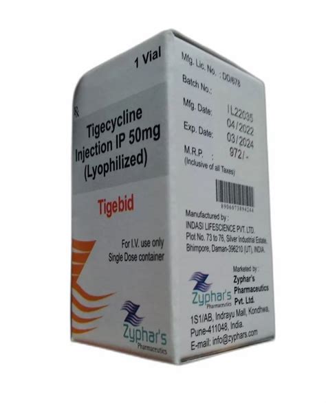 50mg Tigecycline Injection IP 1 Vial Treatment Lung Infection At Rs