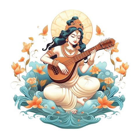 Premium Ai Image Illustration Of Goddess Saraswati For Vasant Panchami