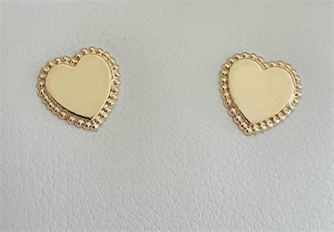 14k Heart Studs - Diamond & Gold