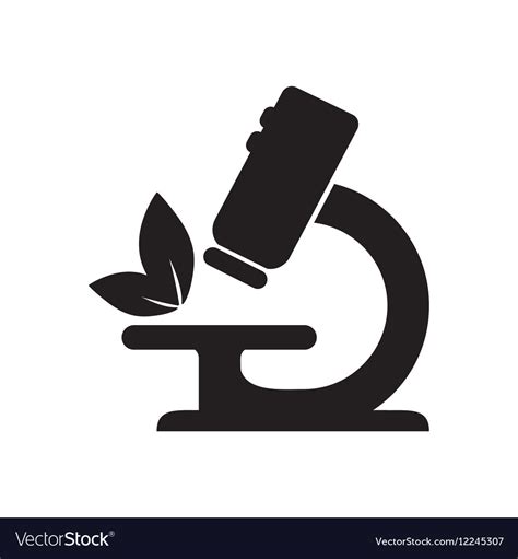 Flat Icon In Black And White Microscope Royalty Free Vector