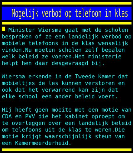 Nos Teletekst On Twitter Mogelijk Verbod Op Telefoon In Klas Https