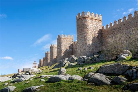 Towers of Avila Medieval Walls - Avila, Spain Stock Photo - Image of ...